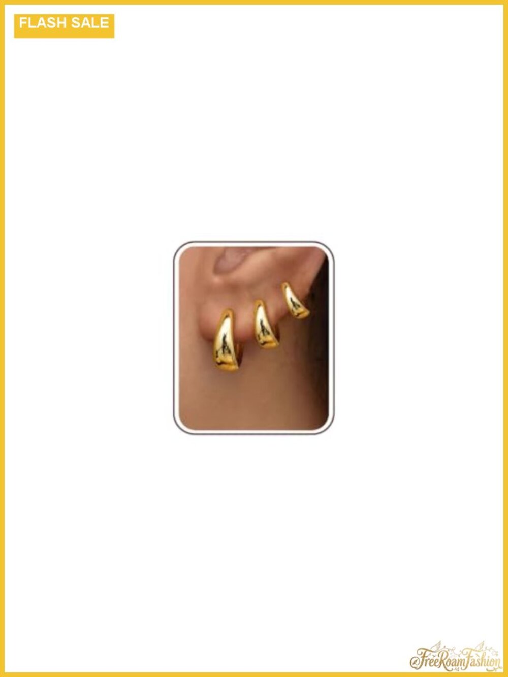 3 Pairs Gold Plated Sterling Silver Hoop Earrings Set Women Hypoallergenic